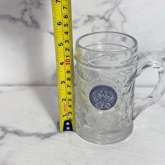 Vintage Beer Stein, heavy pressed glass, pewter medallion Nashville music City - Picture 7 of 7